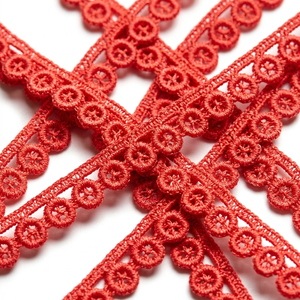 Encaje Guipur Rojo Tradicional de Lujo al por Mayor, 10 mm, 20 Metros, Ecológico, para Ribetes de Lencería, Accesorios para el Cabello y Manualidades - Product Image 1