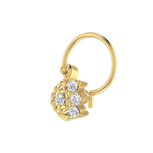 AJRETAIL Bijou de nez élégant et ethnique pour femme, en or 14 carats, motif floral avec diamant naturel de 0,08 ct - Product Image 4