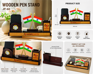 Organisateur de bureau promotionnel en bois naturel avec personnalisation et impression pour la remise des diplômes et Noël - Product Image 2