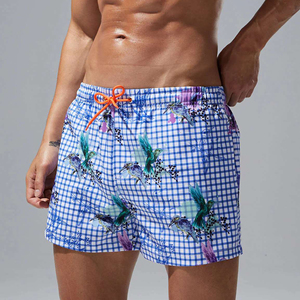 Shorts de bain imprimés pour hommes, séchage rapide, motif oiseaux, taille élastique avec cordon de serrage, décontractés pour l'été - Product Image 4
