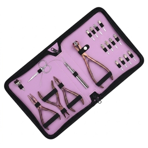 Kit d'outils pour extensions capillaires : Ouvre-anneaux micro, Pince de retrait, Pince à boucles pour extensions, Pince d'application de bandes, Séparateur de cheveux - Product Image 1