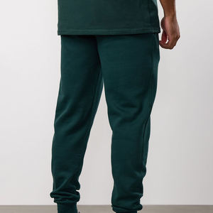 <b>Men's</b> Dark Green Cotton Sweatpants Elastic Waist Casual Joggers Midweight Knitted Autumn Wear - Product Image 6