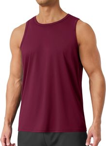 Camiseta sin mangas para hombre, negra, cuello redondo, de secado rápido, tejida en poliéster, color sólido, informal, para fitness. - Product Image 2