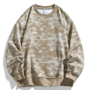Oversized <b>Tie</b>-Dye Crewneck Pullover Sweatshirt Men Knitted Casual Autumn Regular Fit Long Sleeve Beige <b>White</b> Pattern - Product Image 6