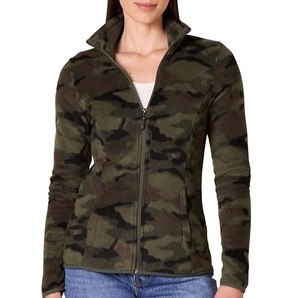 Chaqueta de Forro Polar con Estampado de Camuflaje, Diseño de Última Moda, Cuello Alto con Cierre de Cremallera, Chaqueta de Invierno para Mujer - Product Image 1