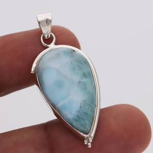 Handmade Pear Larimar Pendant 925 Sterling <b>Silver</b> Designer Jewelry Luxury Gift For Women Elegant Necklace - Product Image 5