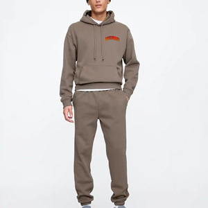 Puff Print Streetwear Men Sweatsuits Oversized Boxy <b>Cropped</b> Hoodies and Sweat Pants Set Custom Fleece Running <b>Joggers</b> Tracksuit - Product Image 4