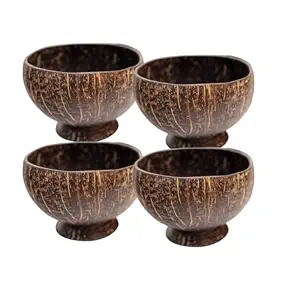 Ensemble de bols en noix de coco polis et cuillères en bois – Bols naturels pour yaourt et smoothies – Cadeaux végétaliens écologiques et sains – FAIZA CRAFT Moderne - Product Image 3