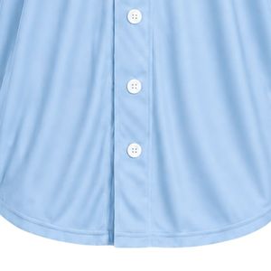 Camiseta de Béisbol Azul Claro para Mujer, con Botones al Frente, Parche Bordado, Manga Corta, Cuello en V, Ribete Blanco, Ropa Deportiva Informal de Equipo - Product Image 6