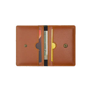 Cartera de Cuero Genuino Marrón, Impermeable, con Bloqueo RFID, Multiusos, para Tarjetas de Crédito y Pasaporte, con Logotipo Personalizado, Estilo Vintage - Product Image 1