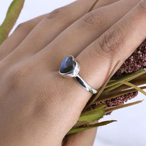 Bague en labradorite très vendue, forme cœur 8 mm, argent sterling 925, faite à la main, pierre précieuse, bijou minimaliste, bohème, cadeau - Product Image 5