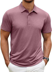 Men's Light <b>Blue</b> Short Sleeve <b>Polo</b> <b>Shirt</b> Regular Fit Solid Color Button Design Casual Style Knitted Pique Cotton Breathable - Product Image 6
