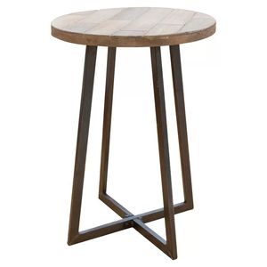 Mesa Auxiliar ArtFocused con Tapa de Madera y Base de Hierro, Diseñada para Hogares Decorativos con Base de Hierro Artística y Superficie de Madera Lisa - Product Image 4