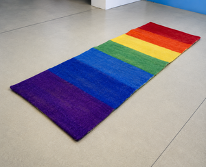 Alfombra de Yoga antideslizante de fieltro de lana 100% hecha a mano, alfombra Multicolor 195X 70 cm de Nueva Zelanda, alfombrillas de puerta de estilo liso - Product Image 3