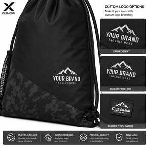 Bolsa Deportiva con Cordón y Logotipo Personalizado, Mochila Deportiva Impermeable Ligera, Bolsa con Cierre y Bolsillo con Cremallera, OEM ODM Poliéster - Product Image 5