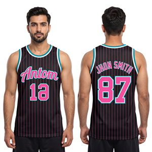 Camiseta de Baloncesto Personalizada con Rayas Negras, Uniforme de Equipo Sublimado, Malla de Secado Rápido, Ropa Deportiva para Hombre, Nombre, Números y Logotipo, Venta al Por Mayor OEM - Product Image 3