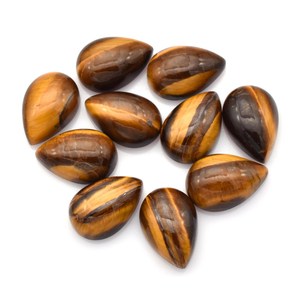 Lot en gros de cabochons en œil de tigre naturel 5x7mm, forme poire, dos plat, calibrés, pierres précieuses en vrac pour la fabrication de bijoux - Product Image 1