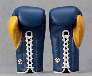 Guantes de Boxeo DF-BGAyb1-premium MMA de 10oz con Cordones, Azul/Amarillo, de Cuero, para Sparring, Gimnasio, Artes Marciales, Kickboxing, Entrenamiento, para Adultos - Product Image 3