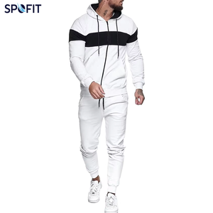 Conjunto Deportivo Personalizado de 2 Piezas para Hombre, Color Blanco y Negro, Sudadera con Cierre y Pantalones Jogger, Corte Ajustado, Ropa Deportiva para Gimnasio, OEM - Product Image 1