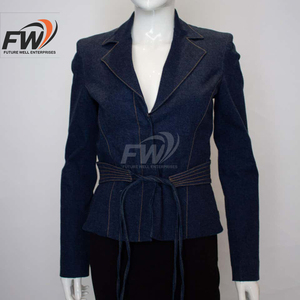 Veste en jean pour femme OEM, écologique, respirante, style vintage, boutonnée, effet délavé, design estival - Product Image 4