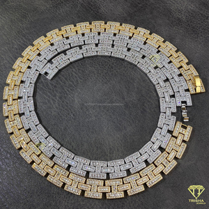 Wholesale <b>Iced</b> <b>Out</b> Miami Cuban Link <b>Chain</b> Hip Hop Style Bling Moissanite Diamond in 925 Sterling Silver Jewelry for Men - Product Image 5