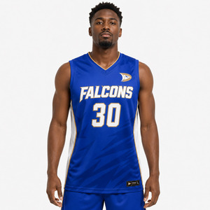LIONS Basketball Jersey Blue White Gold Sublimated V-Neck Tank <b>Top</b> Men Adult Moisture Wicking 100% Polyester <b>Mesh</b> - Product Image 1