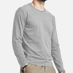 T-shirt à manches longues pour homme personnalisé, col rond, jersey en coton premium, tee-shirt uni, coupe classique, décontracté, basique, manches longues, OEM/ODM - Product Image 3