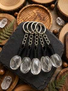 Indigo Obsidian Tumbled Stone <b>Key</b> <b>Ring</b> 25mm Polished <b>Crystal</b> Charm Portable Natural Stone Accessory For Gifts And Daily Use - Product Image 5