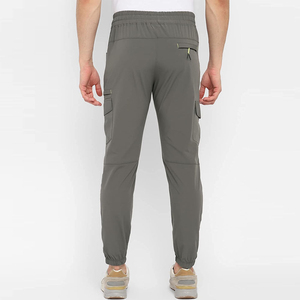 Manufactures Gray Quick Dry Cargo Sweatpants Elastic Waist Drawstring Casual Joggers with Pockets Autumn Wear Trousers For Sale - Product Image 2