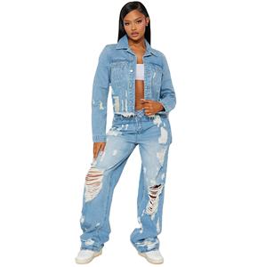 แจ็คเก็ตยีนส์ผู้หญิงสไตล์เรโทร แอซิดวอช ทรงโอเวอร์ไซส์ สตรีทแวร์ เสื้อคลุมยีนส์ - Product Image 5