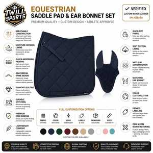 Almohadilla de silla de montar acolchada Twill Sports Navy con malla transpirable y kit de cubrecuello unisex, 140g, colores personalizados con impresión digital, OEM - Product Image 4