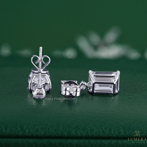 IGI Certified Emerald Cut Lab Created Diamond Multi Stone Drop With Round Diamond <b>Earrings</b> Elegant Gold Jewelry for Your Wife - Product Image 5