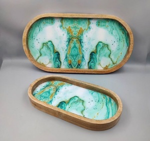 Bandeja de servir de madera estilo americano con diseño esmaltado, personalizada para restaurantes, bandeja para servir frutos secos. - Product Image 3