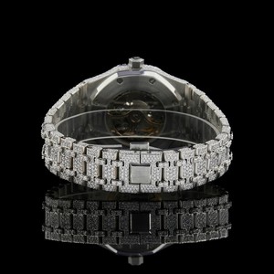 Reloj Automático de Lujo Personalizado para Hombre, con Diamantes Brillantes, Completamente Cubierto de Moissanita VVS, Caja de 9 mm de Grosor, Cronógrafo, Función de Negocios, Cristal - Product Image 4