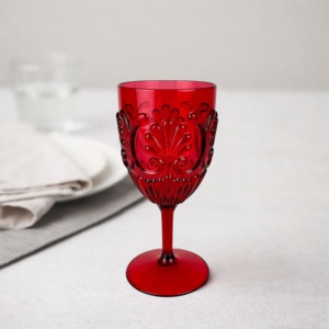 Verre à vin en plastique acrylique vintage personnalisé, couleur personnalisée, gaufré, pour mariage, fête, Noël - Product Image 1