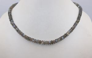 Minimalist Women's Natural Labradorite Beads Necklace 6.5mm Smooth Rondelle Fire Labradorite <b>Stone</b> Chic and Elegant - Product Image 2