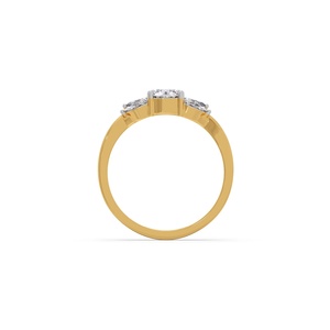 Anillo de Compromiso de Oro Amarillo con Diamantes para Mujer, Corte Brillante Redondo, Forma de Flor, Engaste de Garras, Estilo Clásico - Product Image 3