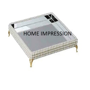 Plateau de service pour vaisselle Plateau de service pour thé et café Base en émail Plateau roulant en métal de luxe rond à vendre au meilleur prix - Product Image 3