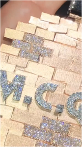 Pendentif personnalisé en moissanite VVS scintillante, design personnalisé, lettres de nom serties de pierres, collier en or blanc - Product Image 2