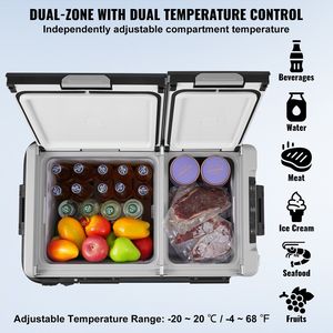 Réfrigérateur de voiture portable à double zone 12 volts avec capacité de 58 L / 61,5 QT - Congélateur et réfrigérateur à température réglable de -4 à 68°F en un seul appareil - Product Image 3