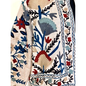 Veste universitaire en toile à col mandarin brodée à la main, motif floral, 100% coton, manches longues, courte, pour femme, automne, hiver, printemps - Product Image 4