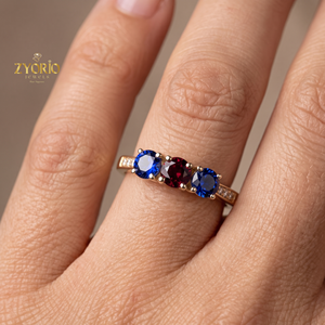Bague de fiançailles et de mariage de luxe en or jaune 9 carats avec saphir bleu et diamant créés en laboratoire pour femmes - Product Image 4