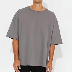 T-shirt en coton épais à col ras du cou côtelé, coupe oversize, personnalisable avec logo OEM, style streetwear - Product Image 3