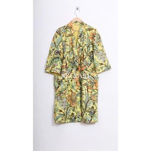 Kimono vintage en coton Kantha, tissu de qualité export, dessiné à la main, respirant, décontracté, court, motif floral, tendance, sexy, été - Product Image 1