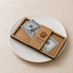 Plateau coulissant en bois personnalisé pour argent avec logo gravé au laser, emballage de boîte à monnaie en bois durable - Product Image 3