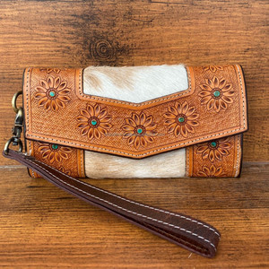 Pochette portefeuille à sculpter usinée à la main portefeuille en cuir de vachette élégant multi-usages embrayages en cuir occidental pour femmes - Product Image 2