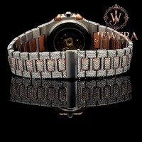 Montre Hip Hop de Luxe en Acier Inoxydable avec Cadran en Verre et Pierres Moissanite Style Diamant pour Soirées et Clubs