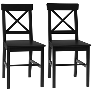 Set di 2 Sedie da Pranzo in Legno di Frassino Massiccio Stile Rustico con Schienale Incrociato Nero Rimovibile per Sala da Pranzo - Product Image 1
