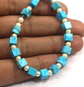 Venta al por mayor colección de 15 piezas de piedras preciosas en forma de cubo turquesa azul natural para la fabricación de joyas corte de estilo azul cielo - Product Image 2