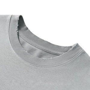T-shirt décontracté pour homme en coton lavé, couleur unie, coupe oversize, manches courtes, style été, tissu tricoté teint uni - Product Image 6